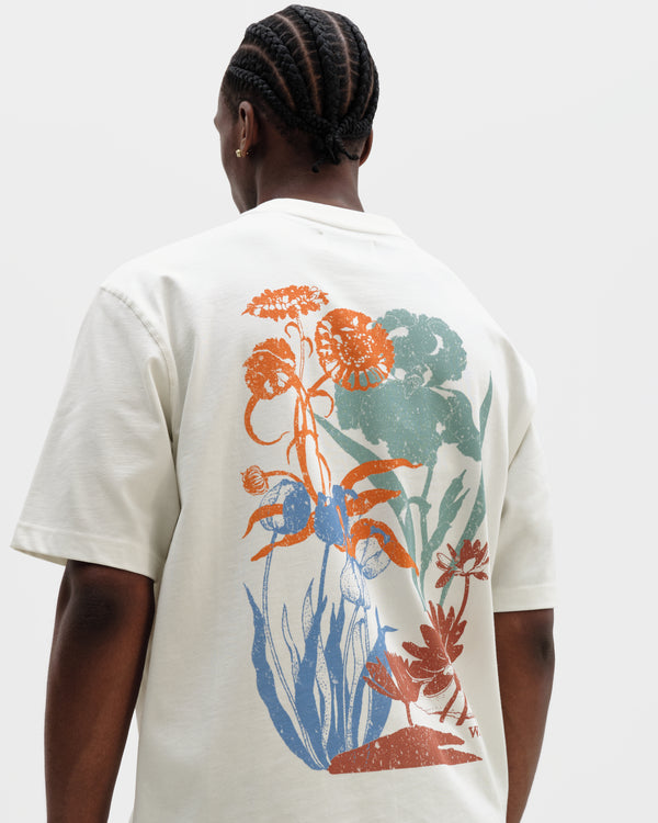 wax london men's Dean - Off White Layered Flower Graphic T-Shirt