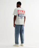 wax london men's Dean - Off White Painted Badge T-Shirt