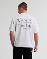 wax london men's Dean - Off White Scribble Text T-Shirt