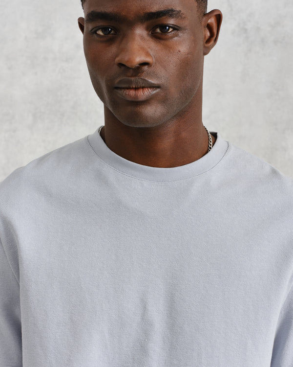 wax london men's Dean - Pale Blue Textured Organic Cotton T-Shirt