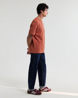 wax london men's Dean - Rust Textured Organic Cotton T-Shirt