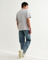 wax london men's Dean - Soft Grey Textured Organic Cotton T-Shirt