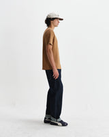 wax london men's Dean - Tan Textured Organic Cotton T-Shirt