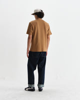 wax london men's Dean - Tan Textured Organic Cotton T-Shirt