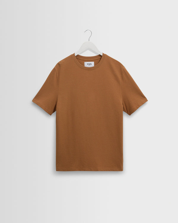 wax london men's Dean - Tan Textured Organic Cotton T-Shirt