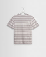 wax london men's Dean - Taupe And Ecru Textured Stripe Organic Cotton T-Shirt