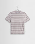 Dean - Taupe And Ecru Textured Stripe Organic Cotton T-Shirt