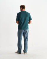 wax london men's Dean - Teal Textured Organic Cotton T-Shirt