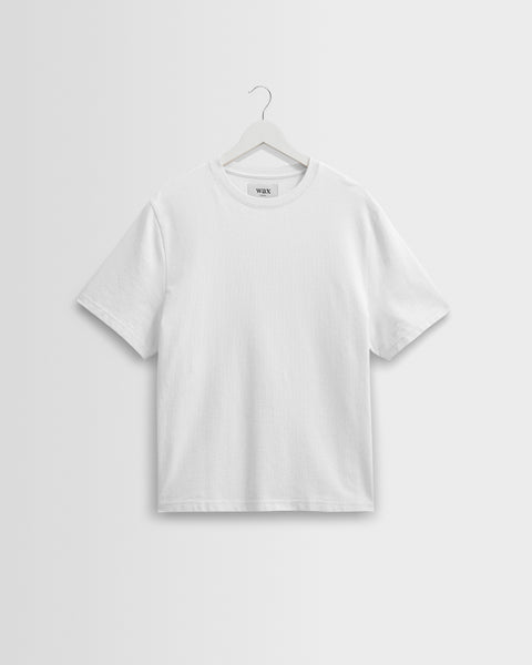 Dean - White Textured Organic Cotton T-Shirt