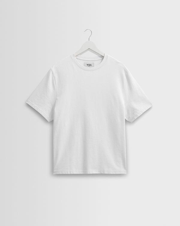 wax london men's Dean - White Textured Organic Cotton T-Shirt