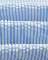 wax london men's Didcot - Blue And Ecru Doodle Seersucker Short-Sleeve Shirt