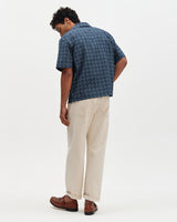 wax london men's Didcot - Blue Tile Print Short-Sleeve Shirt
