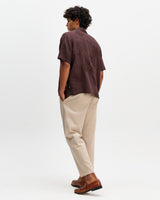 wax london men's Didcot - Brown Flower Embroidered Short-Sleeve Shirt