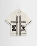 Didcot - Ecru And Black Border Applique Short-Sleeve Shirt