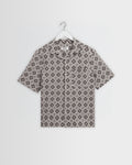 Didcot - Ecru And Black Tile Print Short-Sleeve Shirt