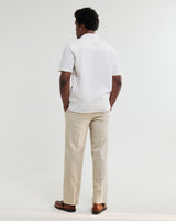 wax london men's Didcot - Ecru Double-Weave Seersucker Short-Sleeve Shirt
