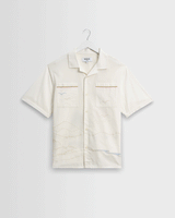 wax london men's Didcot - Ecru Summer Applique Short-Sleeve Shirt