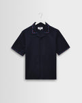 Didcot - Navy Cross-Stitch Border Short-Sleeve Shirt