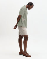 wax london men's Didcot - Sage And Ecru Scribble Applique Short-Sleeve Shirt