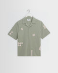 Didcot - Sage And Ecru Scribble Applique Short-Sleeve Shirt