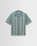 Didcot - Sea Green And Ecru Embroidered Short-Sleeve Shirt