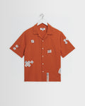 Didcot - Terracotta And Ecru Scribble Applique Short-Sleeve Shirt