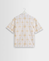 wax london men's Didcot - White Corded Lace Short-Sleeve Shirt