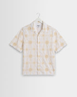 wax london men's Didcot - White Corded Lace Short-Sleeve Shirt