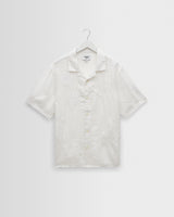wax london men's Didcot - White Flower Embroidered Short-Sleeve Shirt