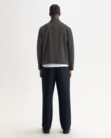 wax london men's Eldon - Dark Navy And Ecru Double-Faced Stripe Cotton Jacket