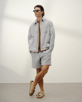 wax london men's Eldon - Light Blue Herringbone Cotton Jacket