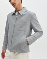 wax london men's Eldon - Light Blue Herringbone Cotton Jacket