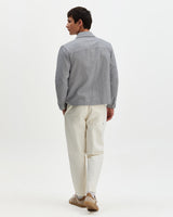 wax london men's Eldon - Light Blue Herringbone Cotton Jacket