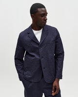 wax london men's Exmouth - Navy Dobby Cotton Blazer