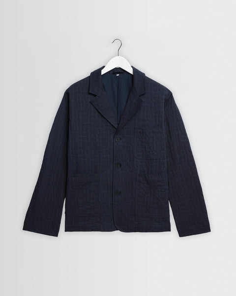 Exmouth - Navy Dobby Cotton Blazer