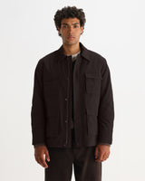 wax london men's Fairfax - Dark Brown Technical Canvas Field Jacket