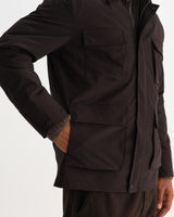 wax london men's Fairfax - Dark Brown Technical Canvas Field Jacket
