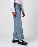wax london men's Felix - Blue Wash Selvedge Loose Fit Denim Jeans