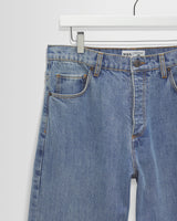 wax london men's Felix - Blue Wash Selvedge Loose Fit Denim Jeans