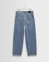 wax london men's Felix - Blue Wash Selvedge Loose Fit Denim Jeans