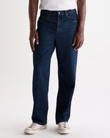 wax london men's Felix - Dark Vintage Blue Wash Loose Fit Denim Jeans