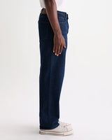 wax london men's Felix - Dark Vintage Blue Wash Loose Fit Denim Jeans