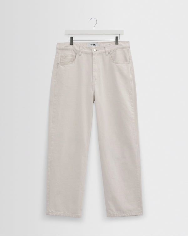 wax london men's Felix - Ecru Loose Fit Denim Jeans