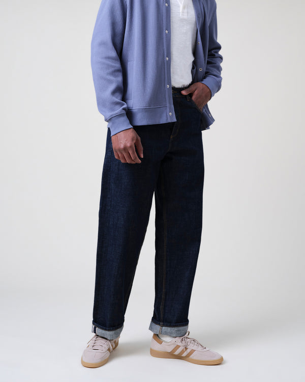 wax london men's Felix - Rinse Wash Selvedge Loose Fit Denim Jeans