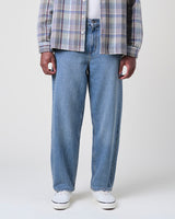 wax london men's Felix - Vintage Antique Blue Loose Fit Denim Jeans
