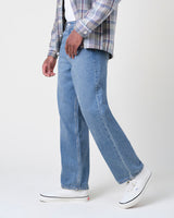 wax london men's Felix - Vintage Antique Blue Loose Fit Denim Jeans