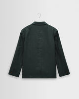 wax london men's Fintry - Dark Green Linen Single-Breasted Blazer