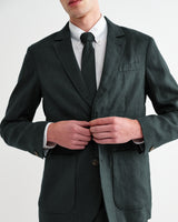 wax london men's Fintry - Dark Green Linen Single-Breasted Blazer