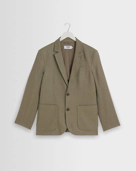 Fintry - Khaki Linen Single-Breasted Blazer
