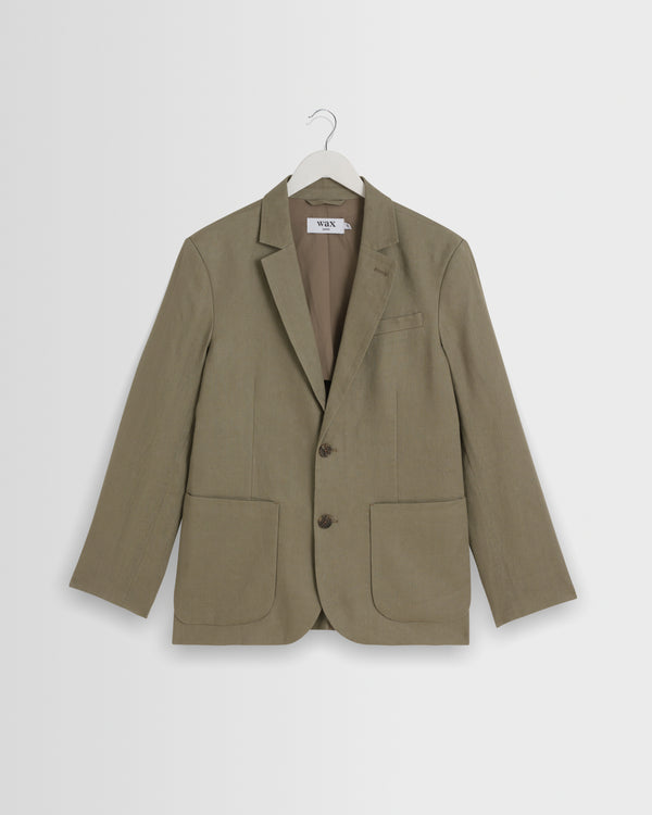 wax london men's Fintry - Khaki Linen Single-Breasted Blazer
